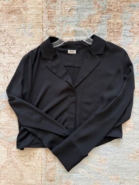 Talula Black Long-Sleeve Button-Front Top